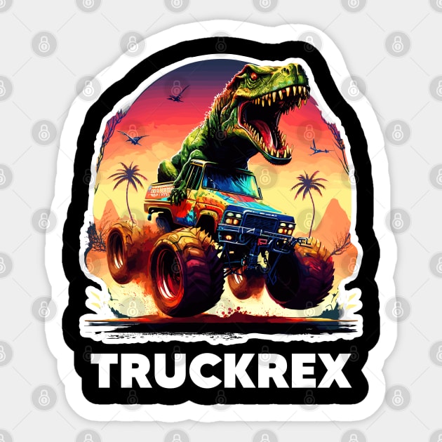 T-Rex Truck, Monster Truck Sticker by Megadorim